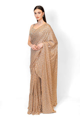 Gold Sequin Embroidered Georgette SAIRAA SARI SET