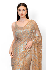 Gold Sequin Embroidered Georgette SAIRAA SARI SET