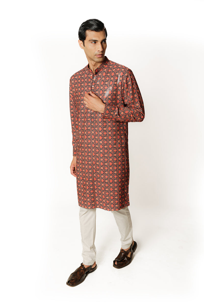 AUBERGINE PRINTED KURTA SET