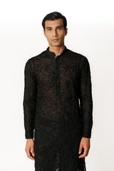BLACK RESHAM KURTA WITH PANTS