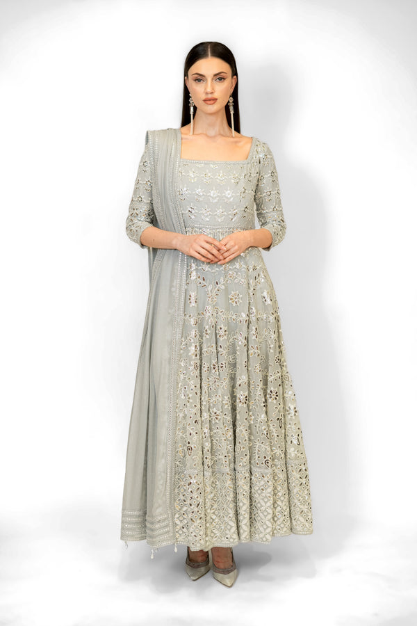 Grey anarkali suits online shopping