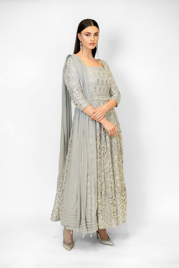 Grey anarkali suits online shopping