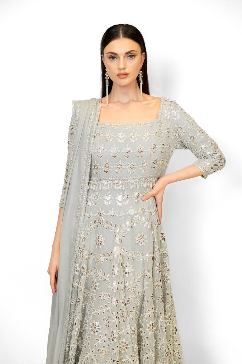 Grey anarkali suits online shopping
