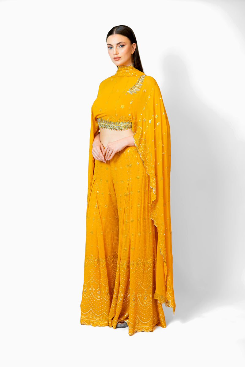 Yellow Cape sets with pants