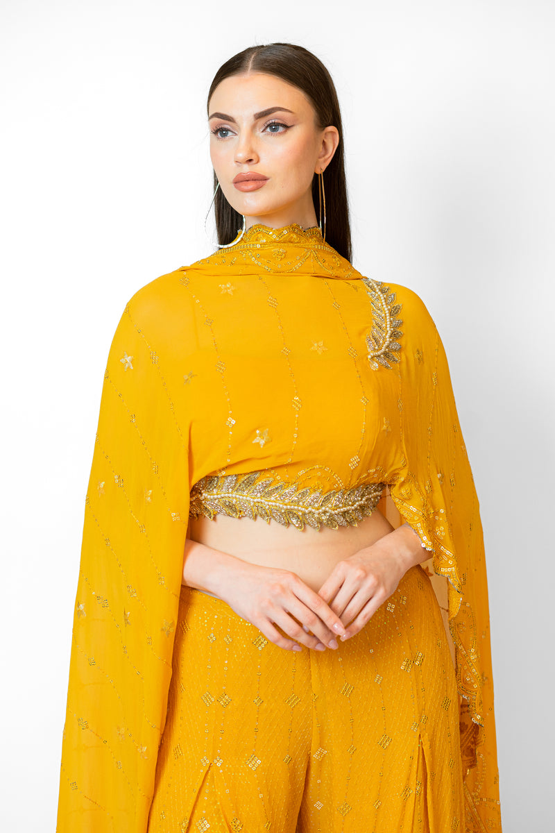 Yellow Cape sets with pants