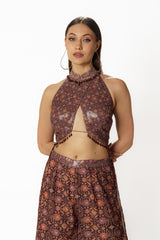 Adha purple printed top with palazzo