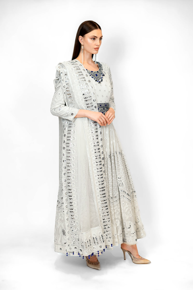 White Georgette AYAT ANARKALI SET