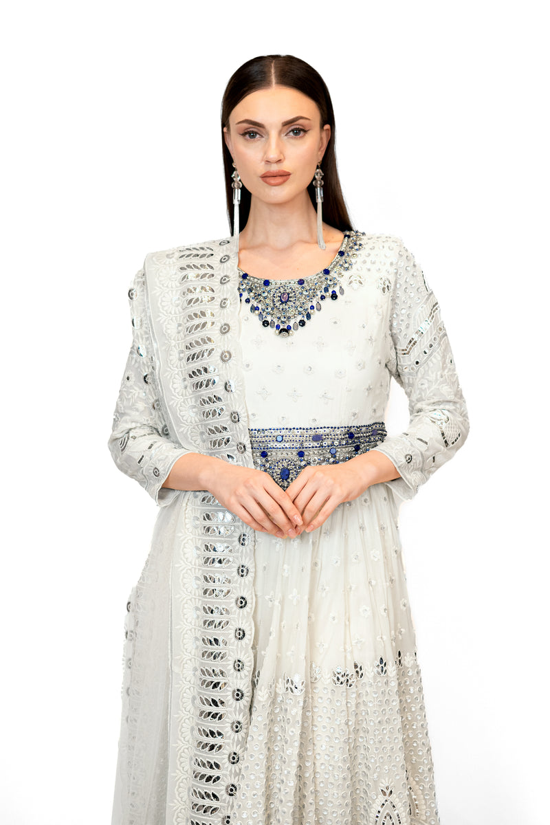 White Georgette AYAT ANARKALI SET