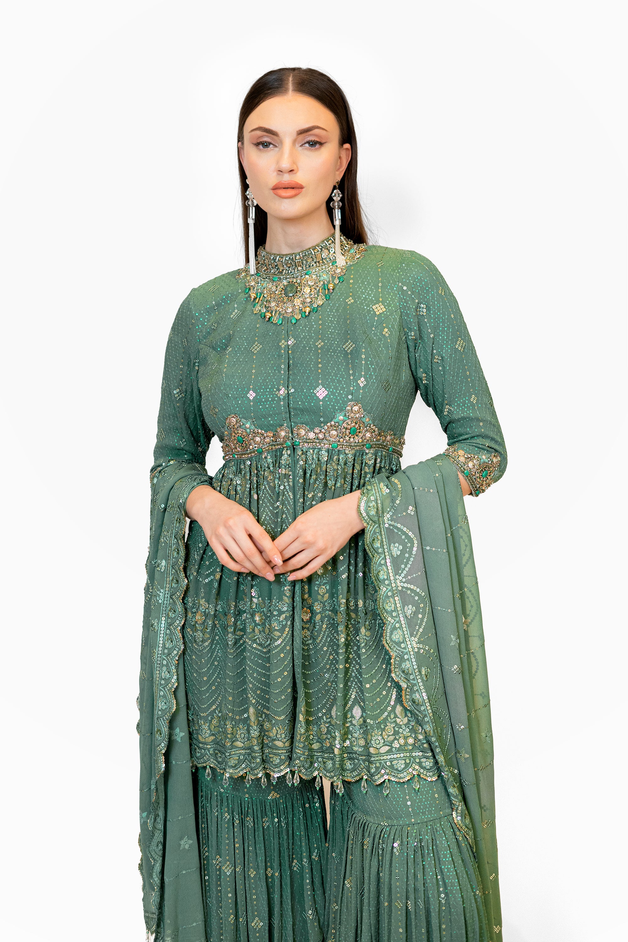 Green anarkali kurtas online shopping india