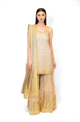 Ivory & Gold Embroidered Georgette RRHEA KURTA SET