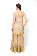 Ivory & Gold Embroidered Georgette RRHEA KURTA SET
