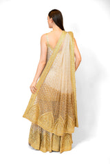Ivory & Gold Embroidered Georgette RRHEA KURTA SET