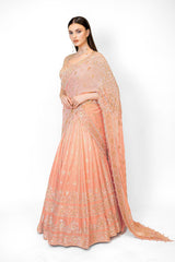 Shaded Peach Dupion Silk NADIA LEHENGA SET