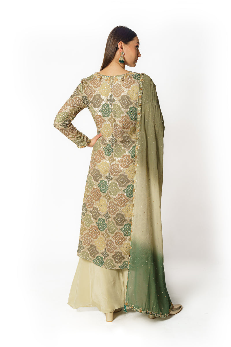 Ayat green multicolor bandhani kurta set
