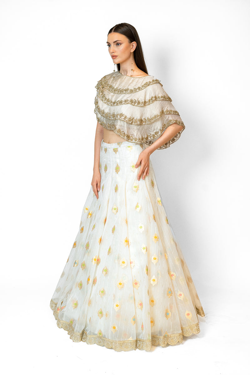 Buy white and gold lehenga online