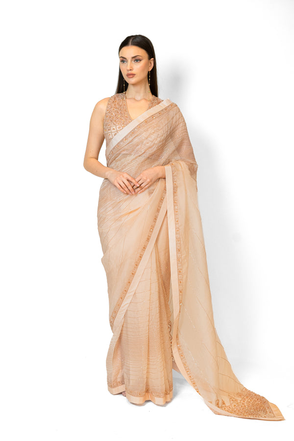 Blush Pink Organza ZAYNAB SARI SET