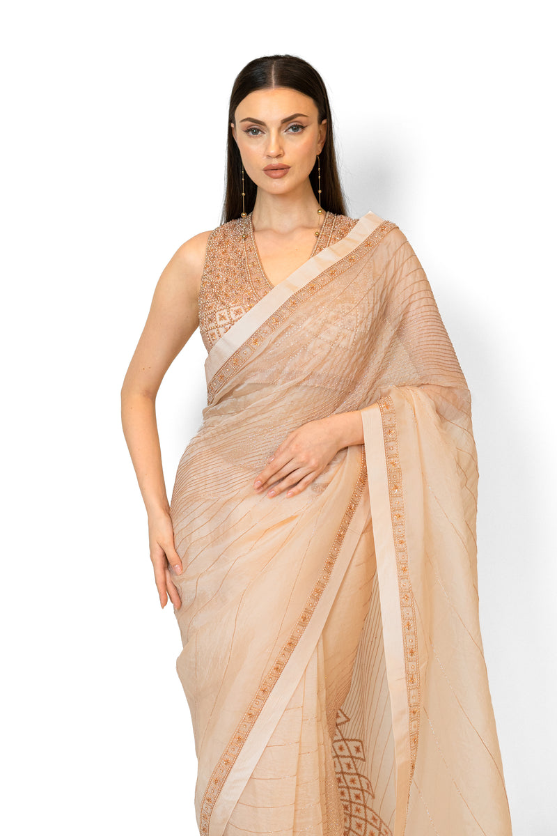 Blush Pink Organza ZAYNAB SARI SET