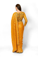 Mustard Yellow Sequined Georgette ZAYNAB SARI SET