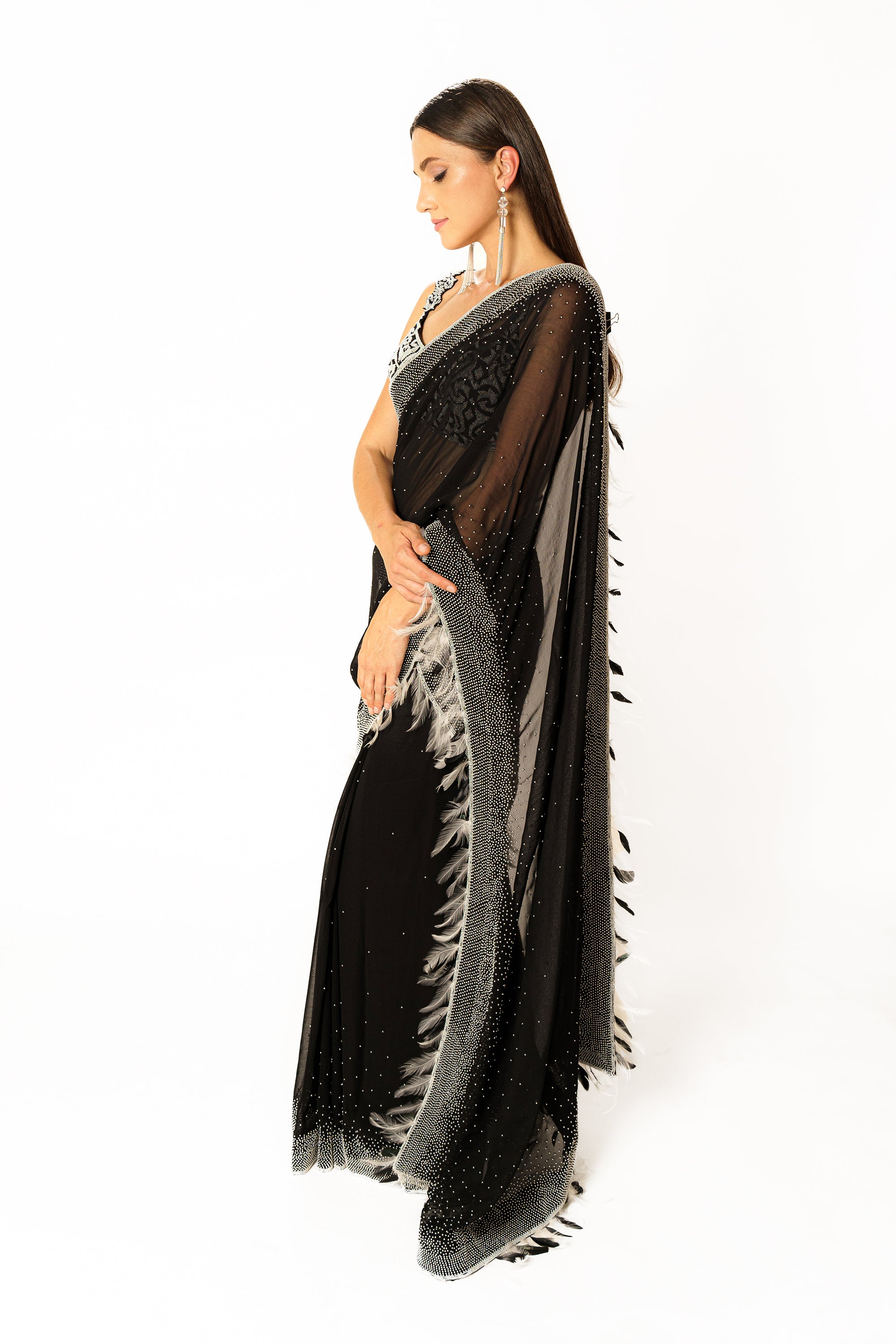 Rhea black sari set