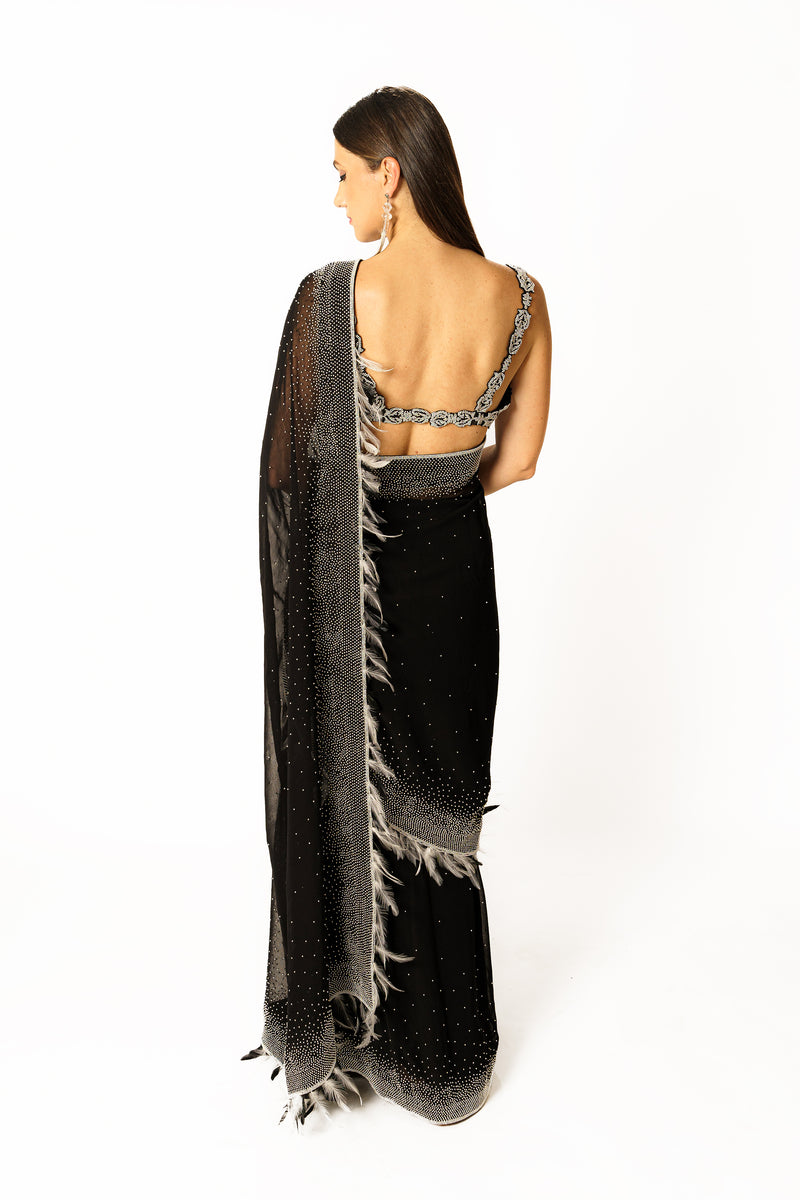 Rhea black sari set