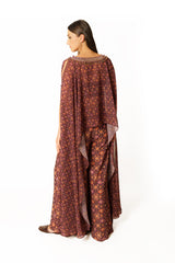 Adha purple printed cape set