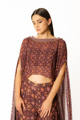 Adha purple printed cape set
