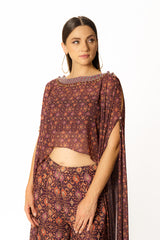 Adha purple printed cape set