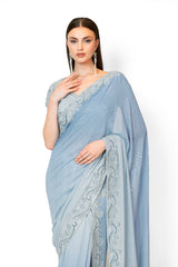 Ice Blue Georgette ZAYNAB SARI SET