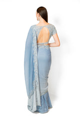 Ice Blue Georgette ZAYNAB SARI SET
