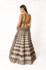 Adha black and white printed lehenga set
