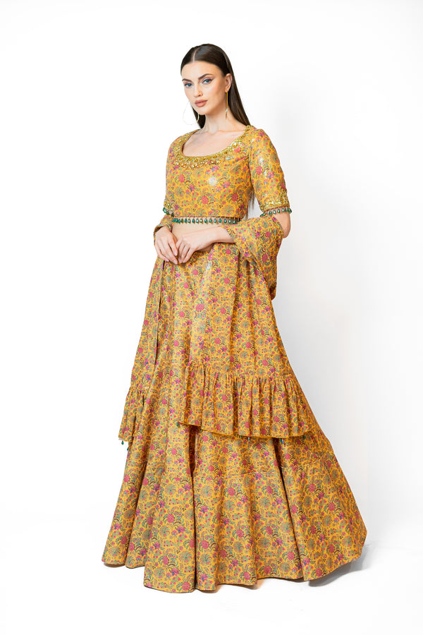 Light printed lehenga sets for girls