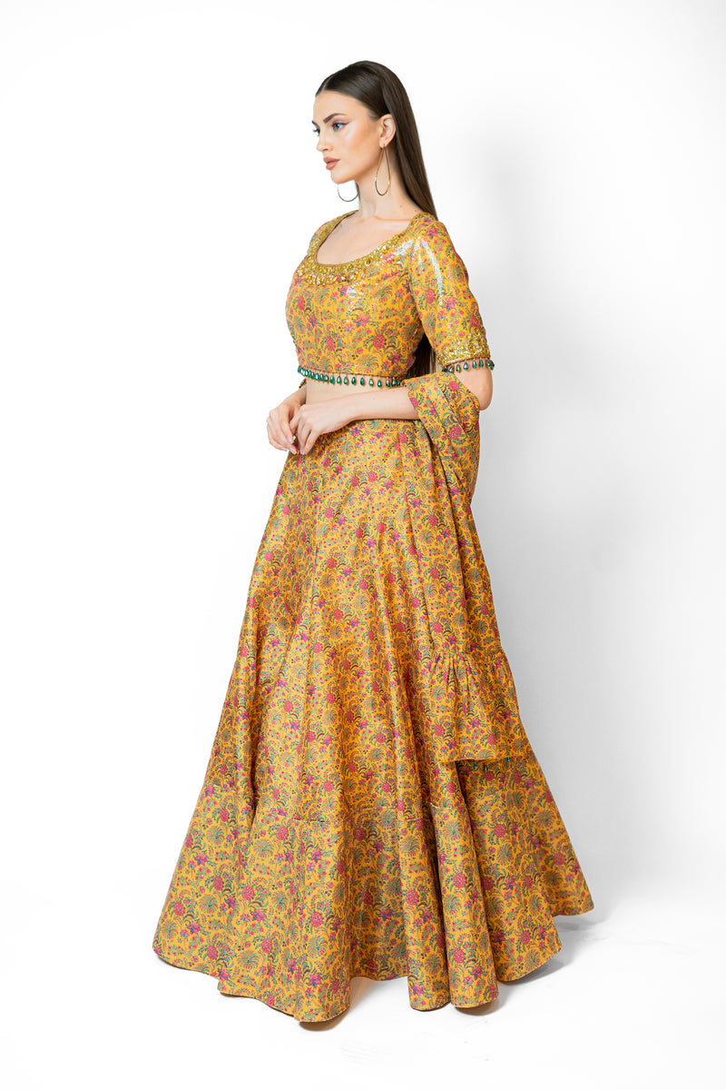 Light printed lehenga sets for girls