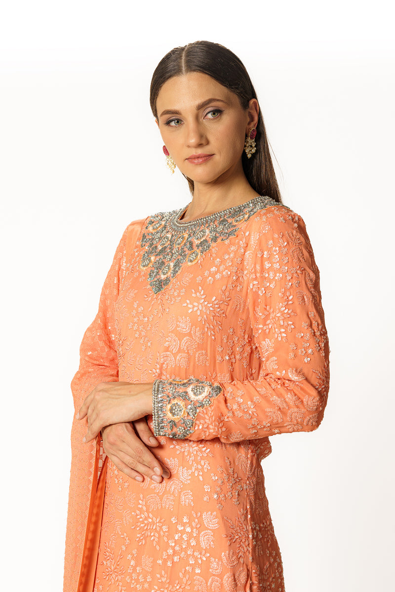 Ayat peach kurta set