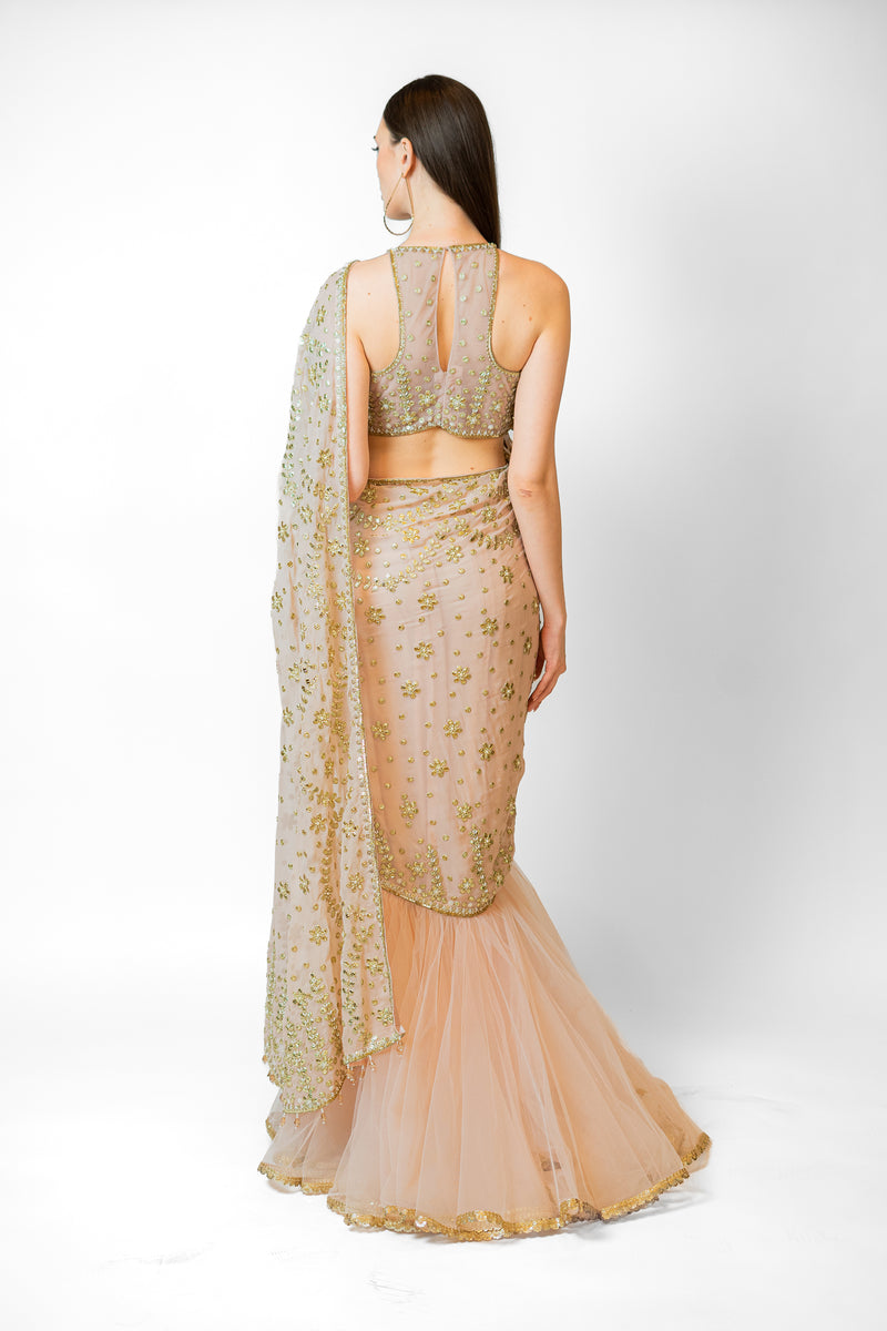 Gold party wear sarees online