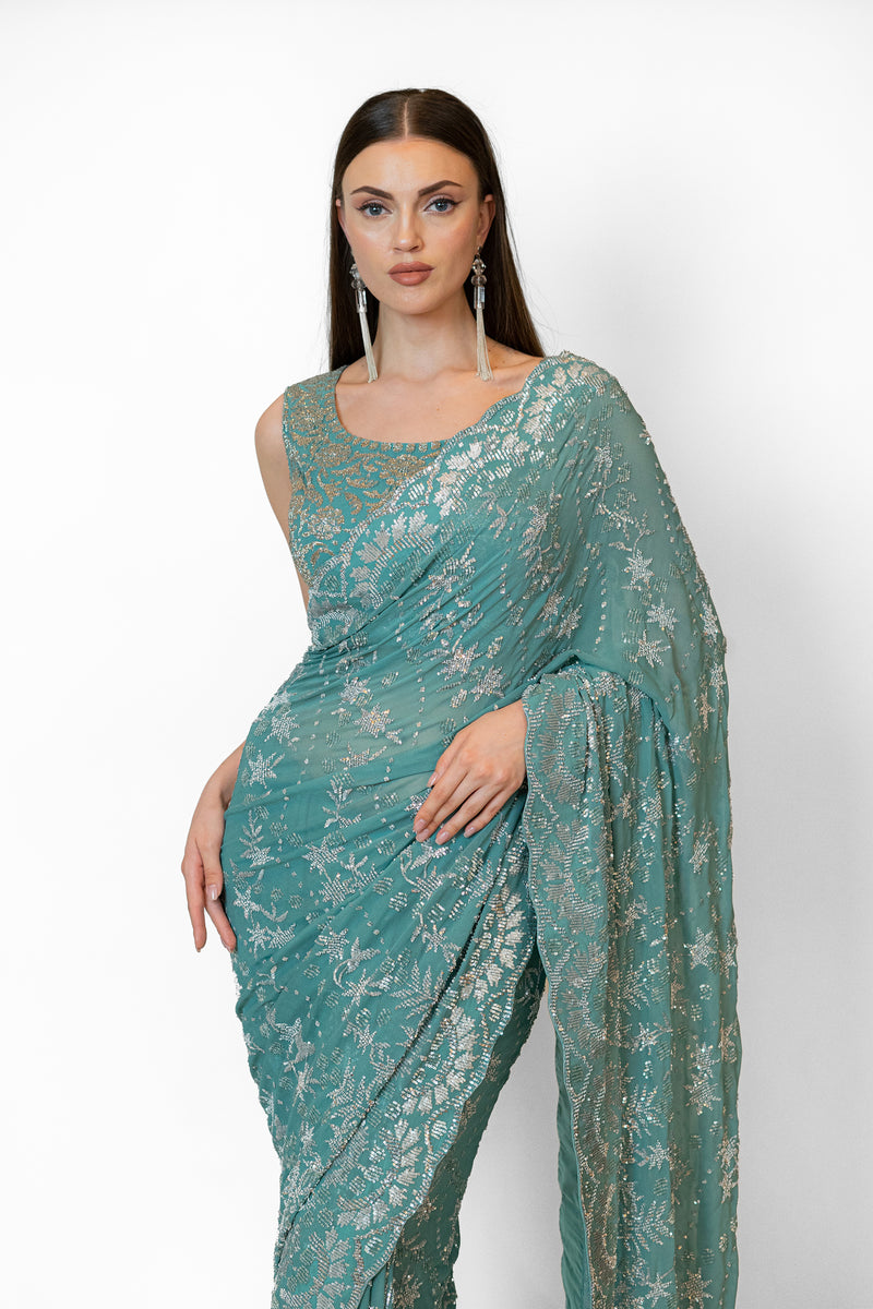 Blue Cutdana sarees
