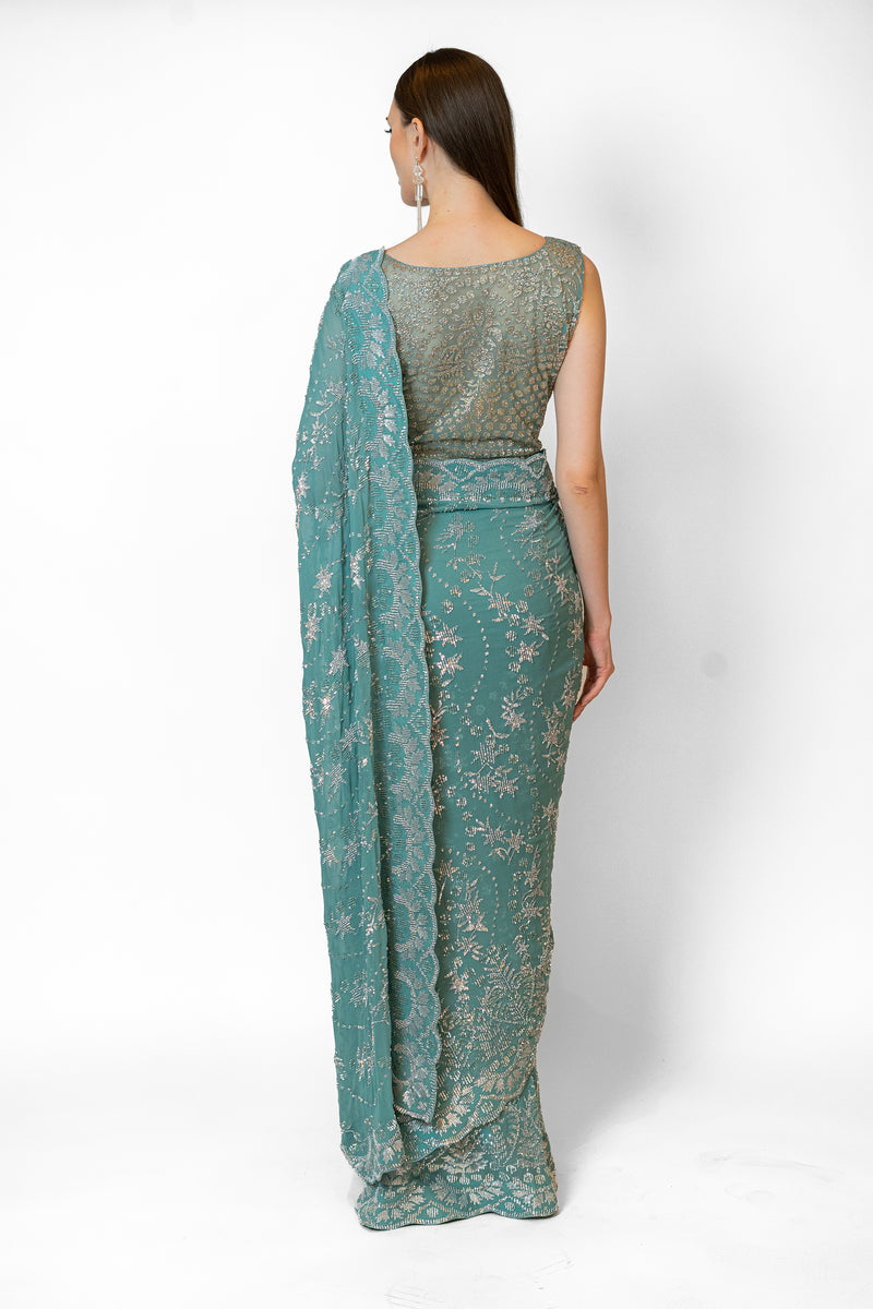 Blue Cutdana sarees