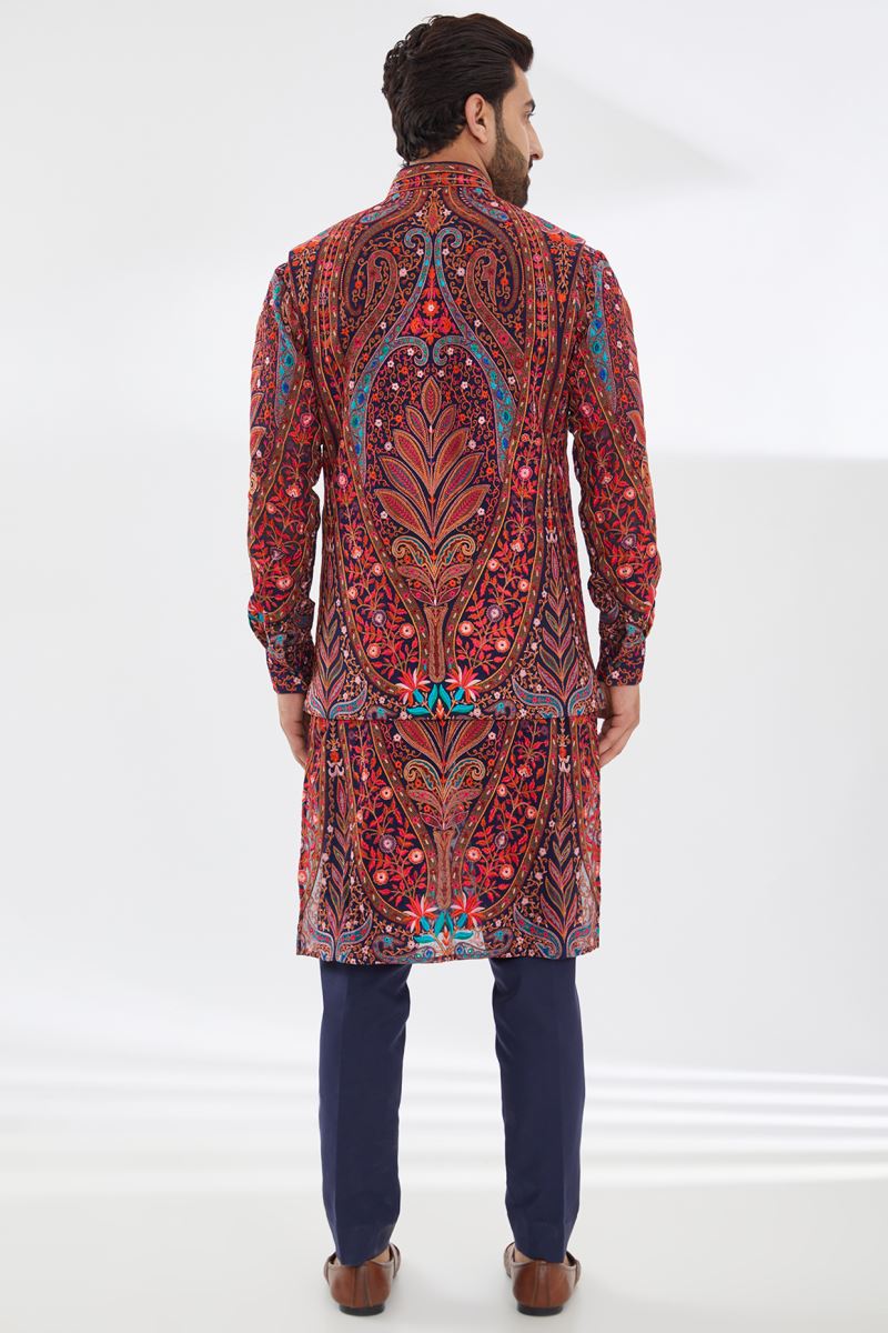 BLUE MULTI COLOR RESHAM BUNDI SET