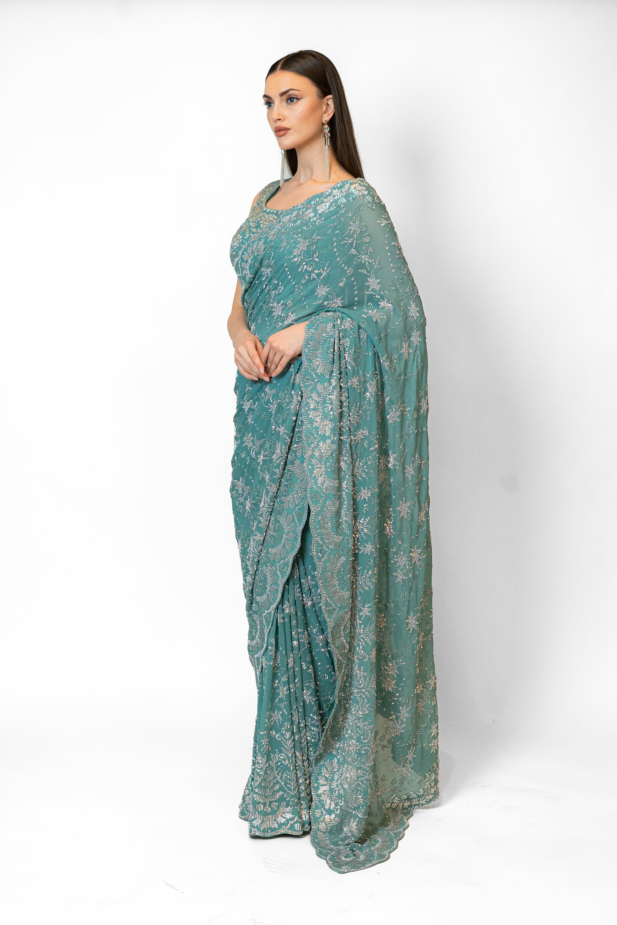 Blue Cutdana sarees