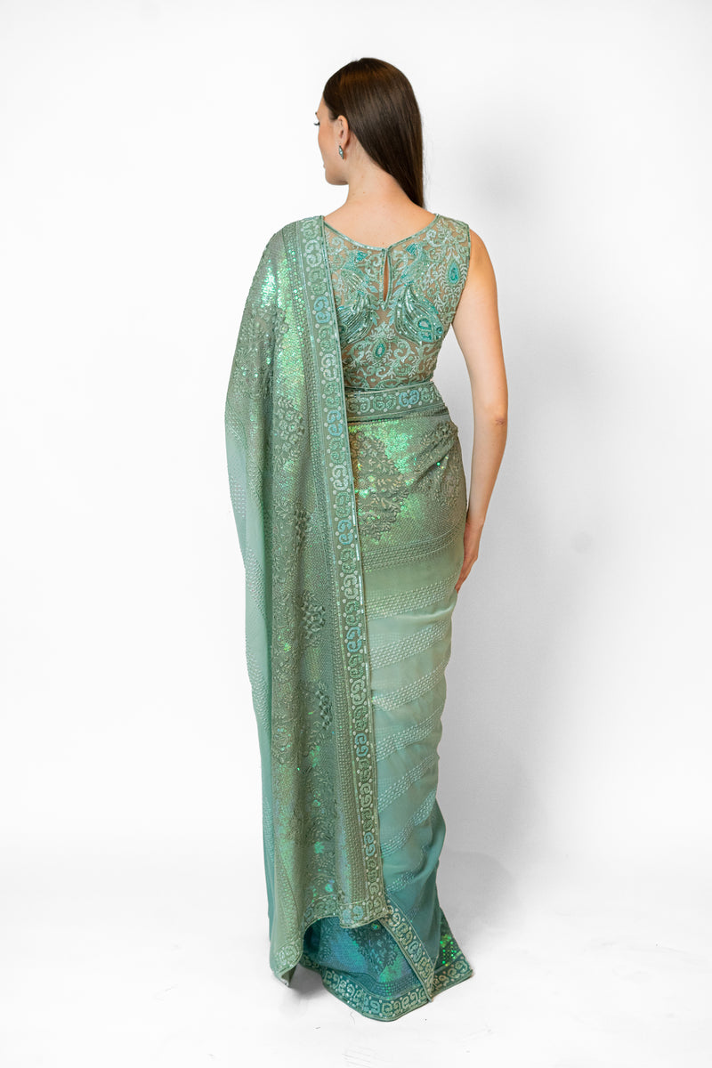 Blue Reception sarees