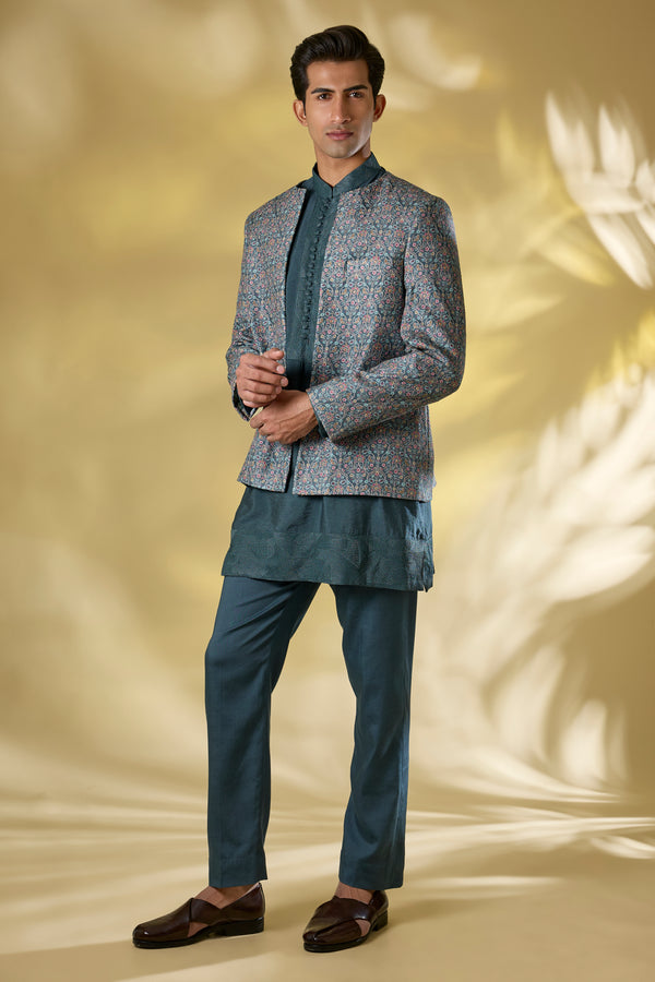 TEAL DOLA SILK MULTI COLOR