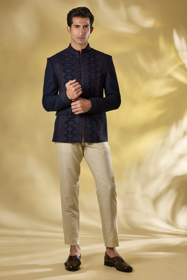 DARK BLUE GORGETTE 2 TONE