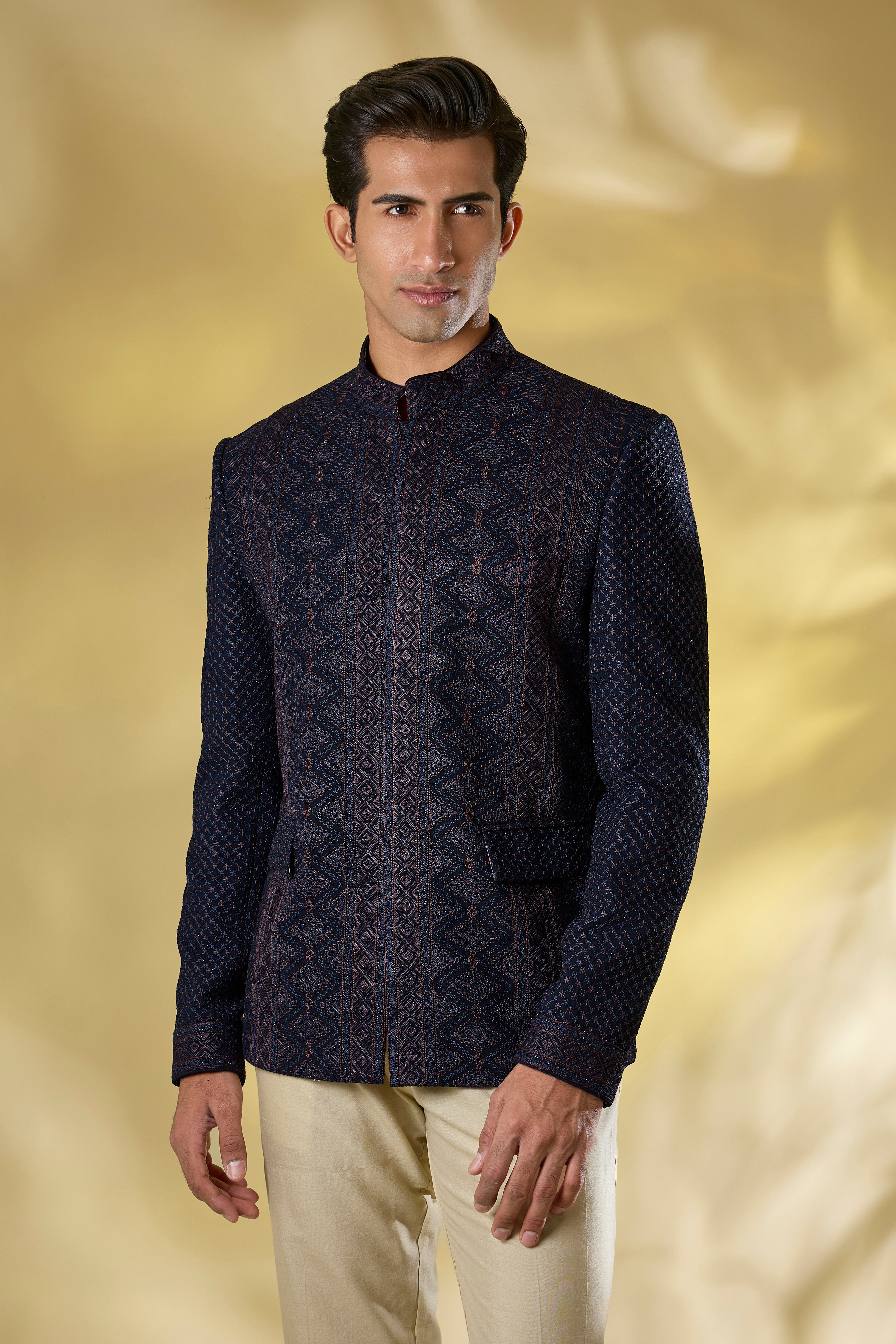 DARK BLUE GORGETTE 2 TONE