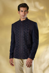 DARK BLUE GORGETTE 2 TONE