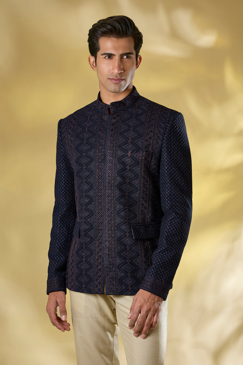 DARK BLUE GORGETTE 2 TONE