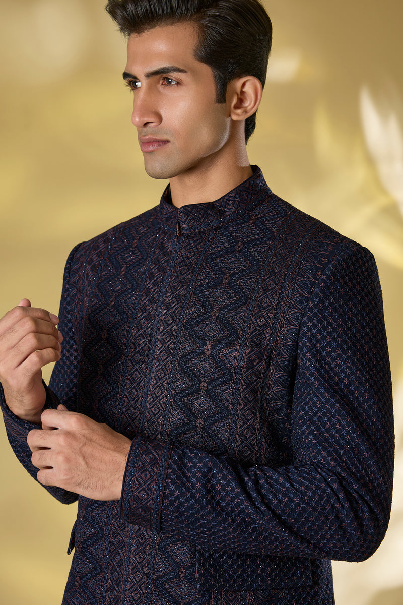 DARK BLUE GORGETTE 2 TONE