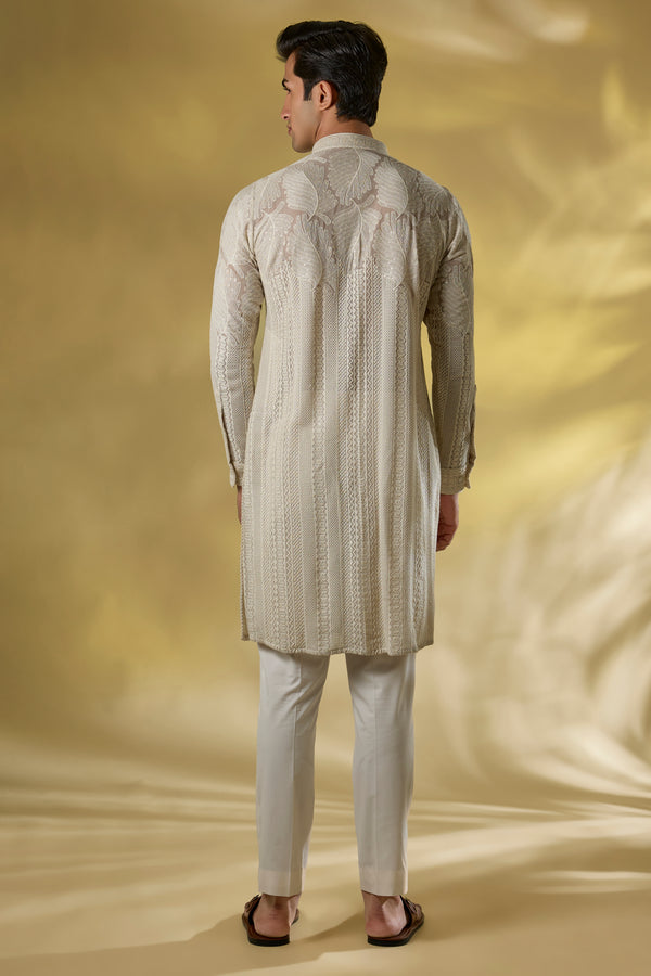 GREY GORGETTE KURTA W TONAL