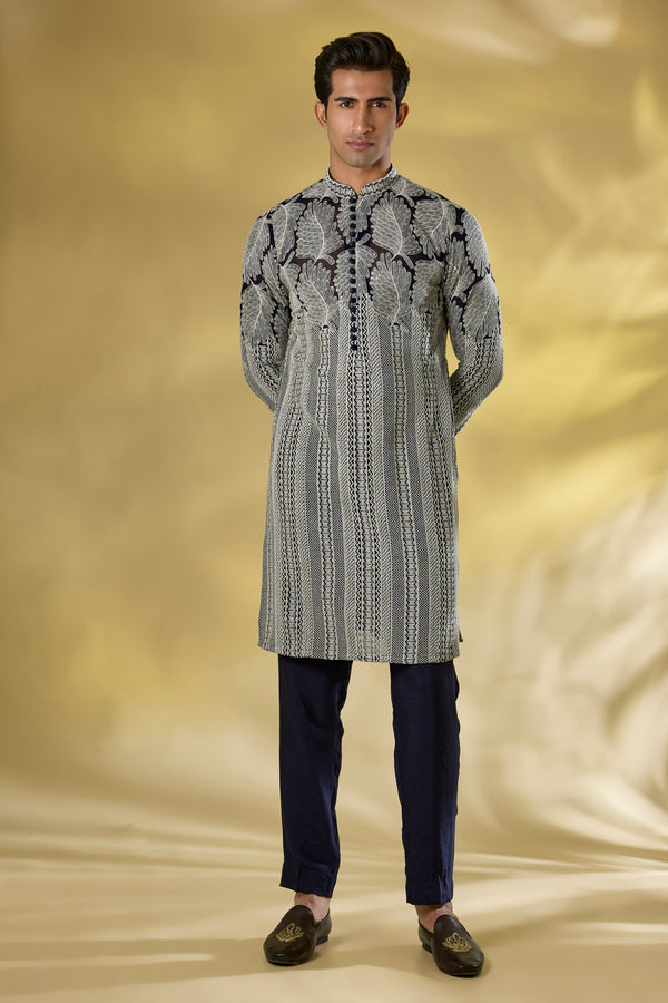 DARK BLUE GORGETTE KURTA W