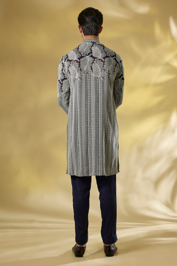 DARK BLUE GORGETTE KURTA W
