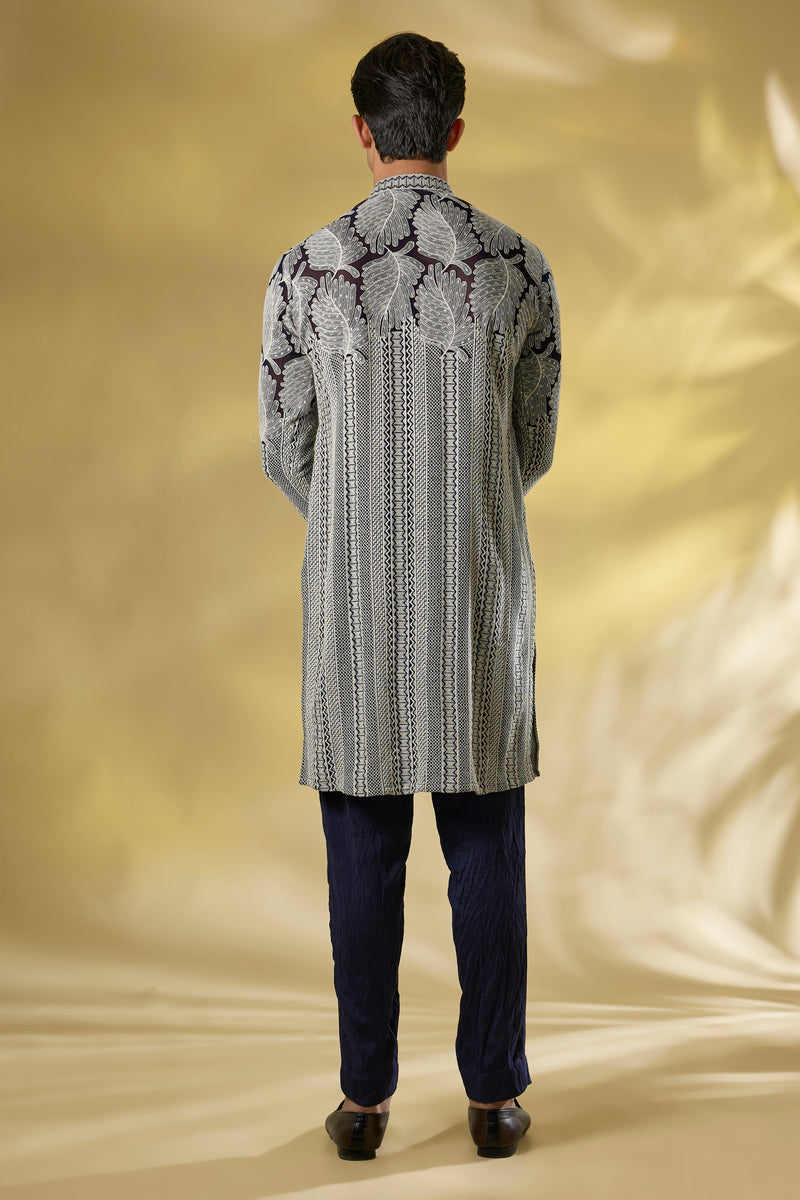 DARK BLUE GORGETTE KURTA W