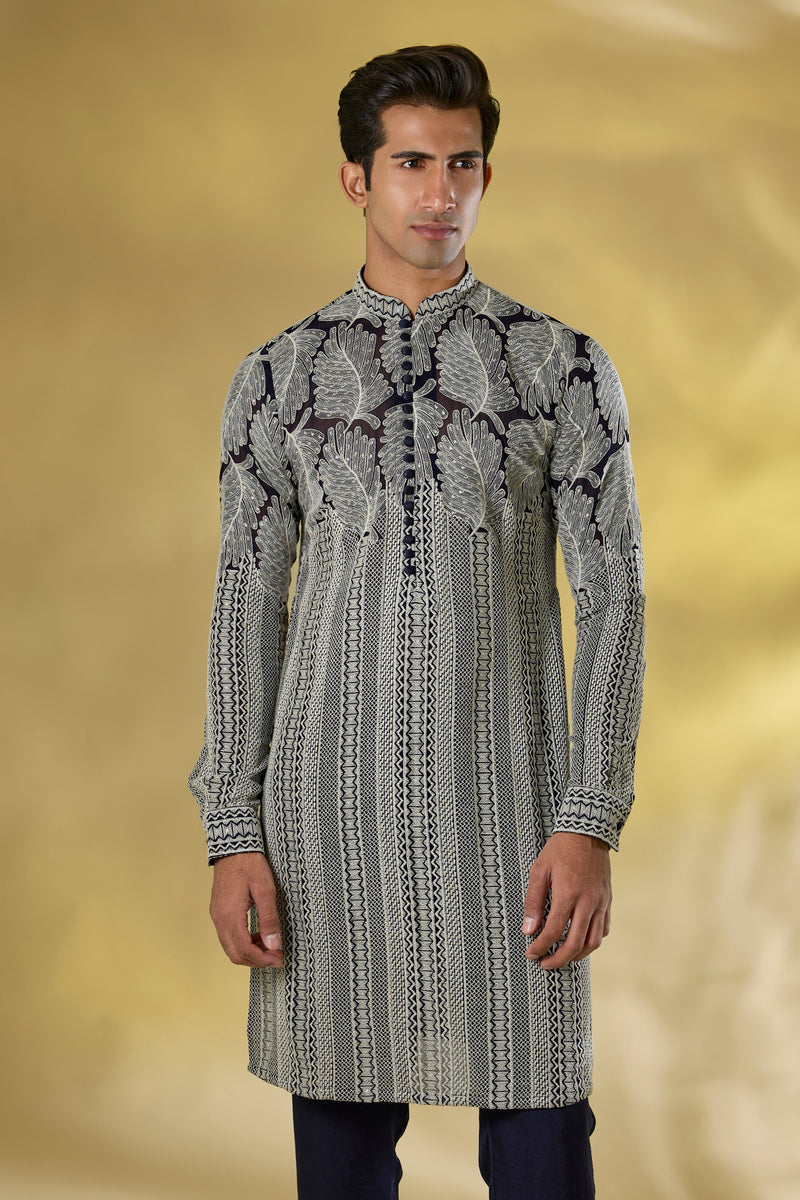 DARK BLUE GORGETTE KURTA W